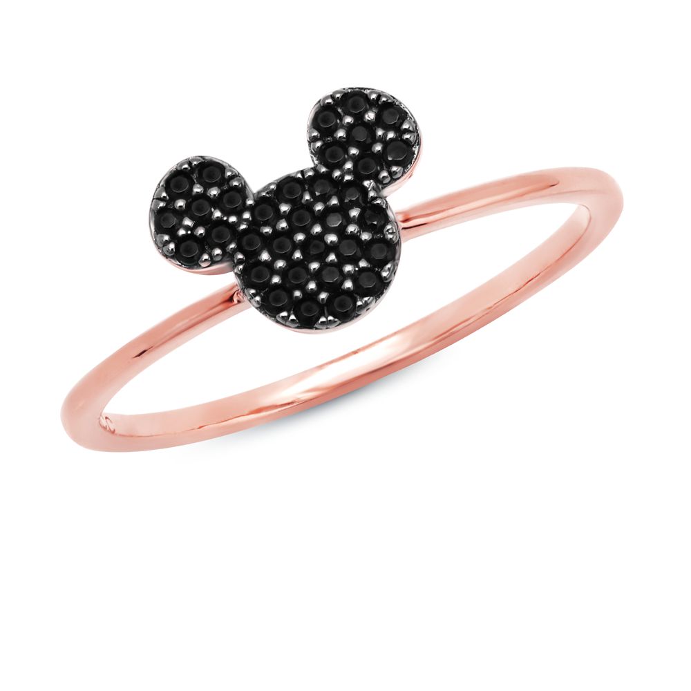Mickey Mouse Black Pave Icon Ring by CRISLU - Rose Gold
