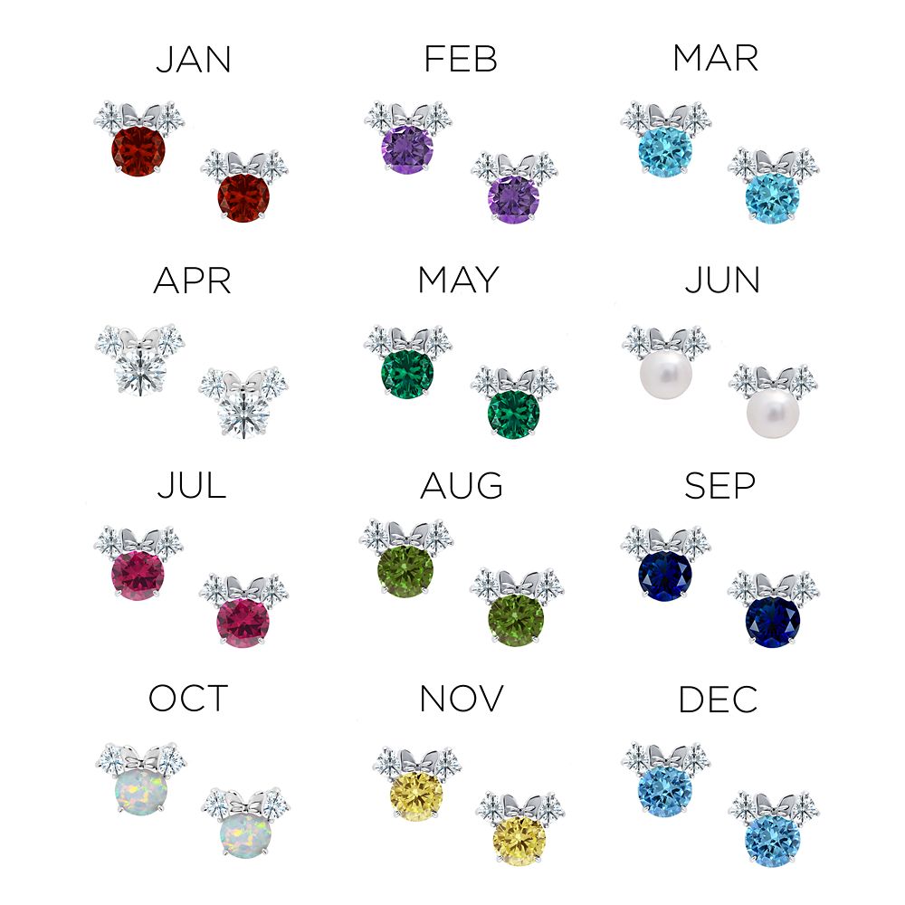 Minnie Mouse Birthstone Earrings by CRISLU &ndash; Platinum