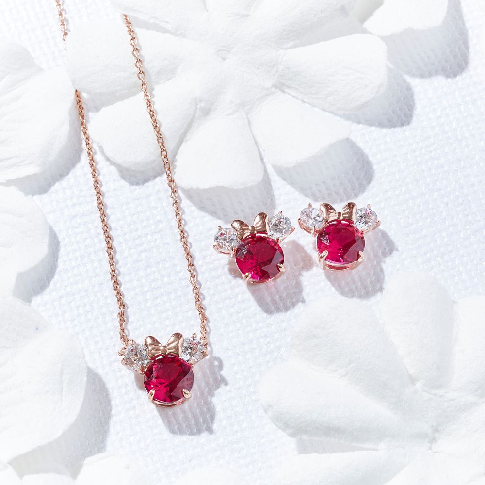 Minnie Mouse Birthstone Necklace by CRISLU - Rose Gold