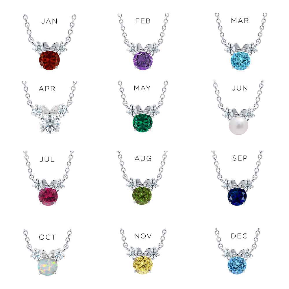 Minnie Mouse Birthstone Necklace for Kids by CRISLU &ndash; Platinum