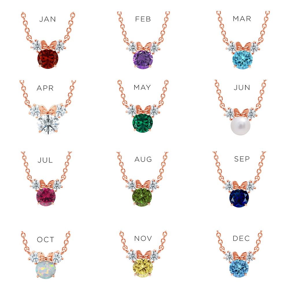Minnie Mouse Birthstone Necklace for Kids by CRISLU &ndash; Rose Gold