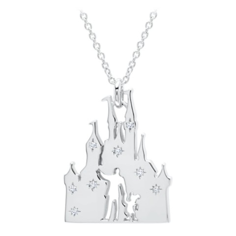 CRISLU Walt Disney and Mickey Fantasyland Castle Necklace by