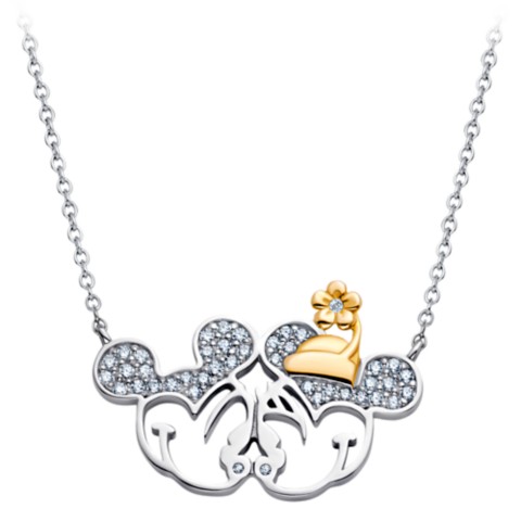 CRISLU Mickey and Minnie Mouse Stationary Pendant Necklace by