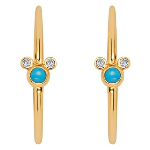 CRISLU Mickey Mouse Icon Turquoise Hoop Earrings by