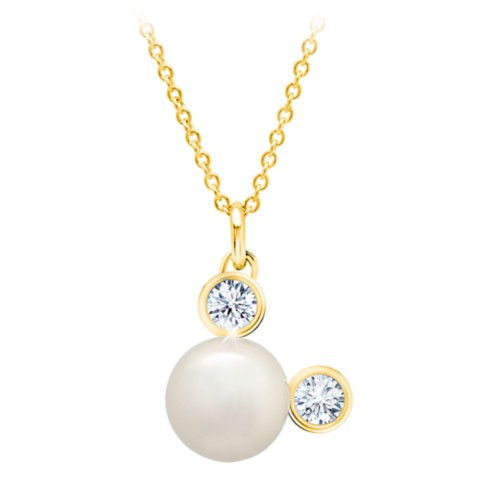 CRISLU Mickey Mouse Icon Pearl Pendant Necklace by