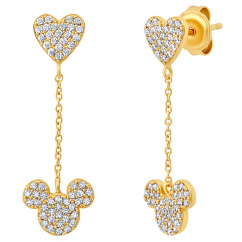 CRISLU Mickey Mouse Icon and Heart Drop Earrings by
