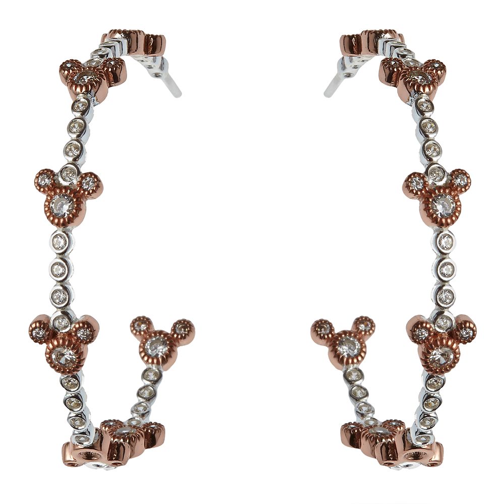 Mickey Mouse Rose Gold Icon Hoop Earrings by Rebecca Hook Official shopDisney