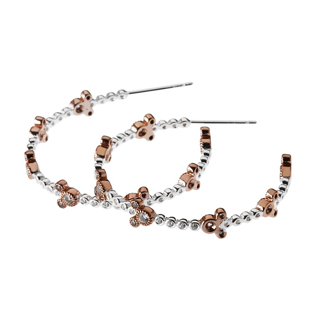 Mickey Mouse Rose Gold Icon Hoop Earrings by Rebecca Hook