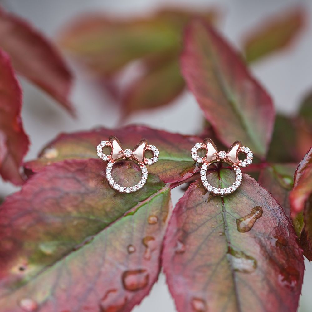 Minnie Mouse Rose Gold Icon Earrings by Rebecca Hook