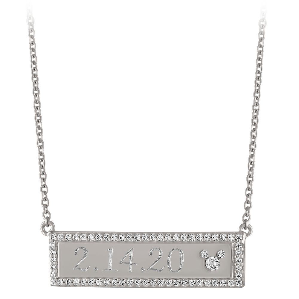 Mickey Mouse Icon Silver Bar Necklace by Rebecca Hook  Personalized Official shopDisney