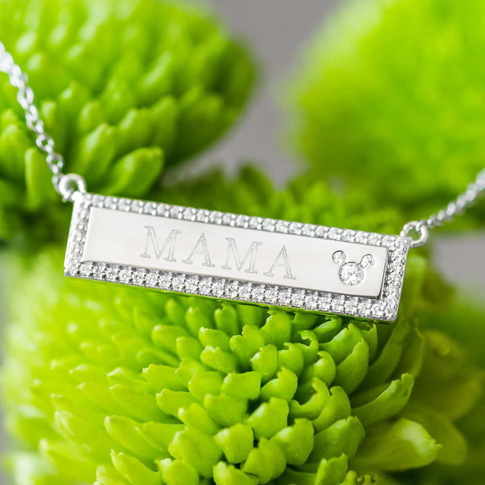 Mickey Mouse Icon Silver Bar Necklace by Rebecca Hook &ndash; Personalized