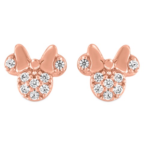 Rebecca Hook Minnie Mouse Icon Pavé Rose Gold Earrings by