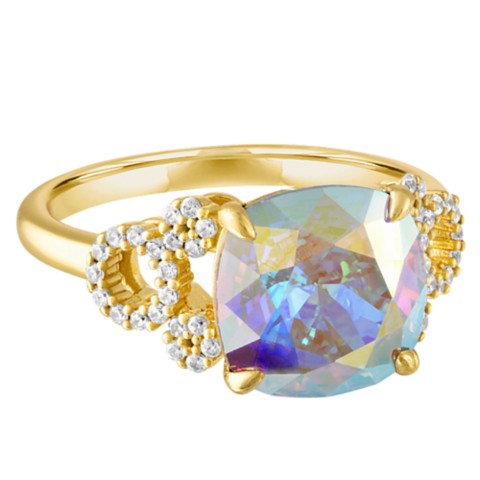 Rebecca Hook Mickey Mouse Icon Aurora Borealis Stone Ring by
