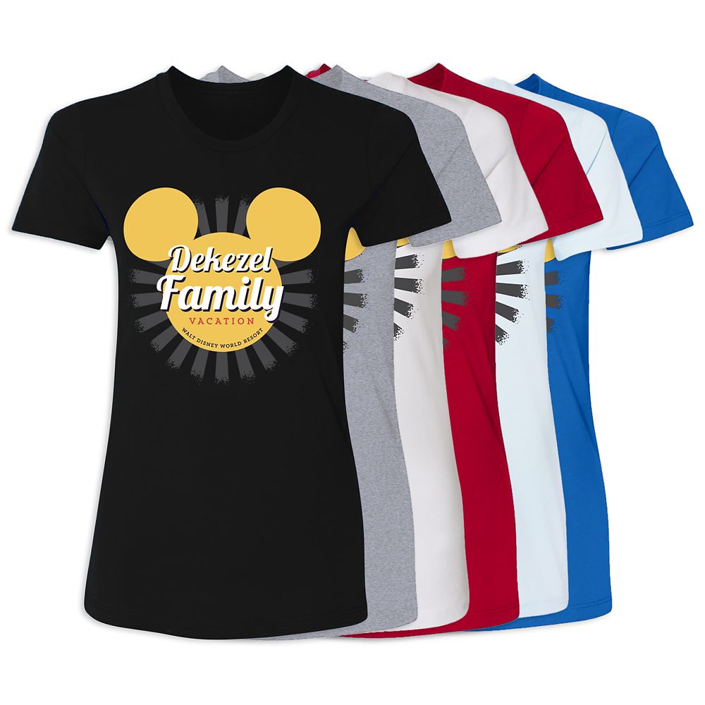 Women's Walt Disney World Mickey Mouse Sunburst Family Vacation T-Shirt Customized