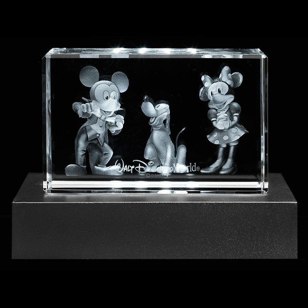 Mickey and Minnie Mouse and Pluto Laser Cube by Arribas - Walt Disney World