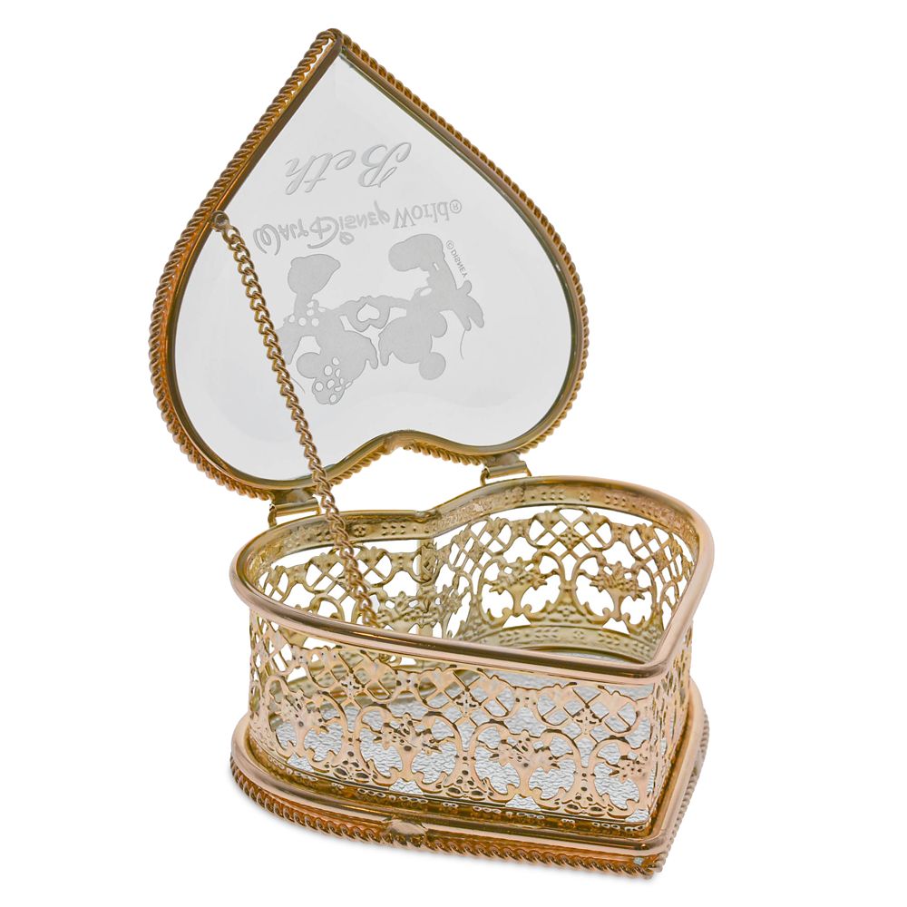 Mickey and Minnie Mouse Glass Jewelry Box by Arribas - Personalized