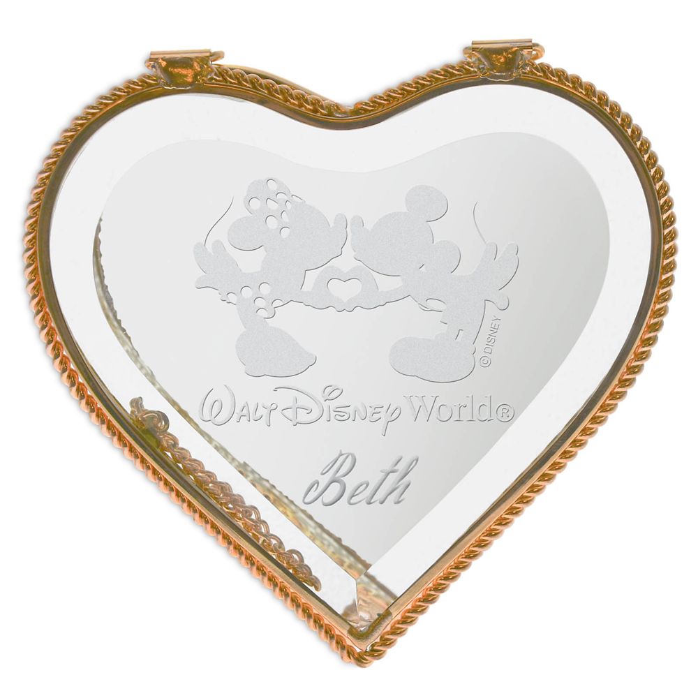 Mickey and Minnie Mouse Glass Jewelry Box by Arribas - Personalized