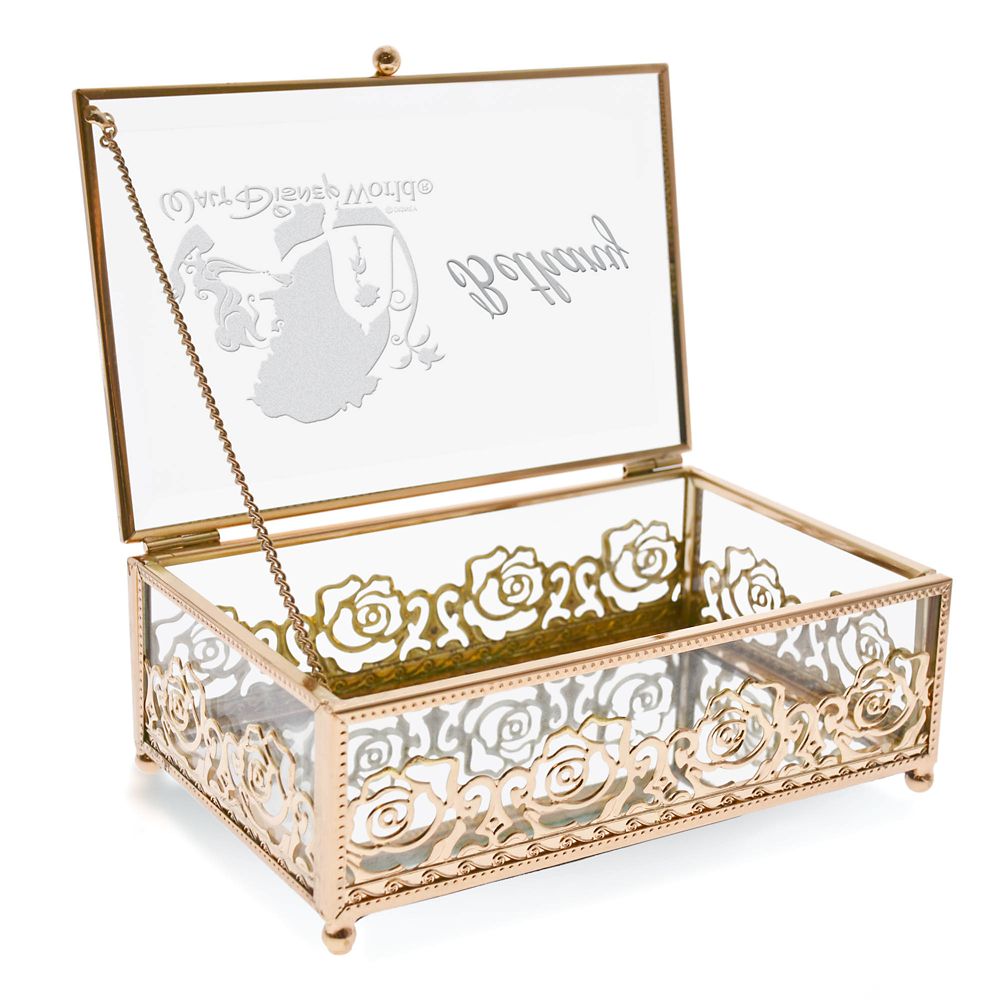 Beauty and the Beast Glass Jewelry Box by Arribas &ndash; Personalized
