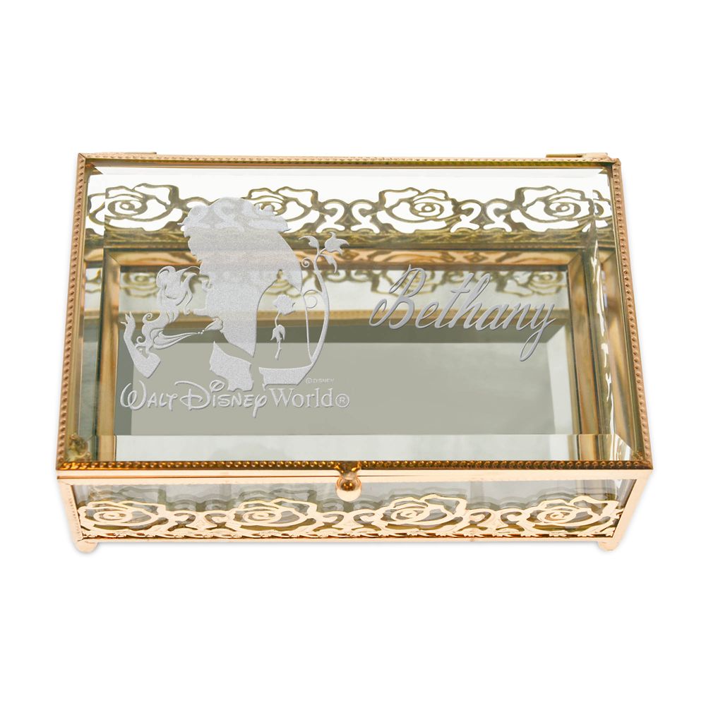 Beauty and the Beast Glass Jewelry Box by Arribas &ndash; Personalized