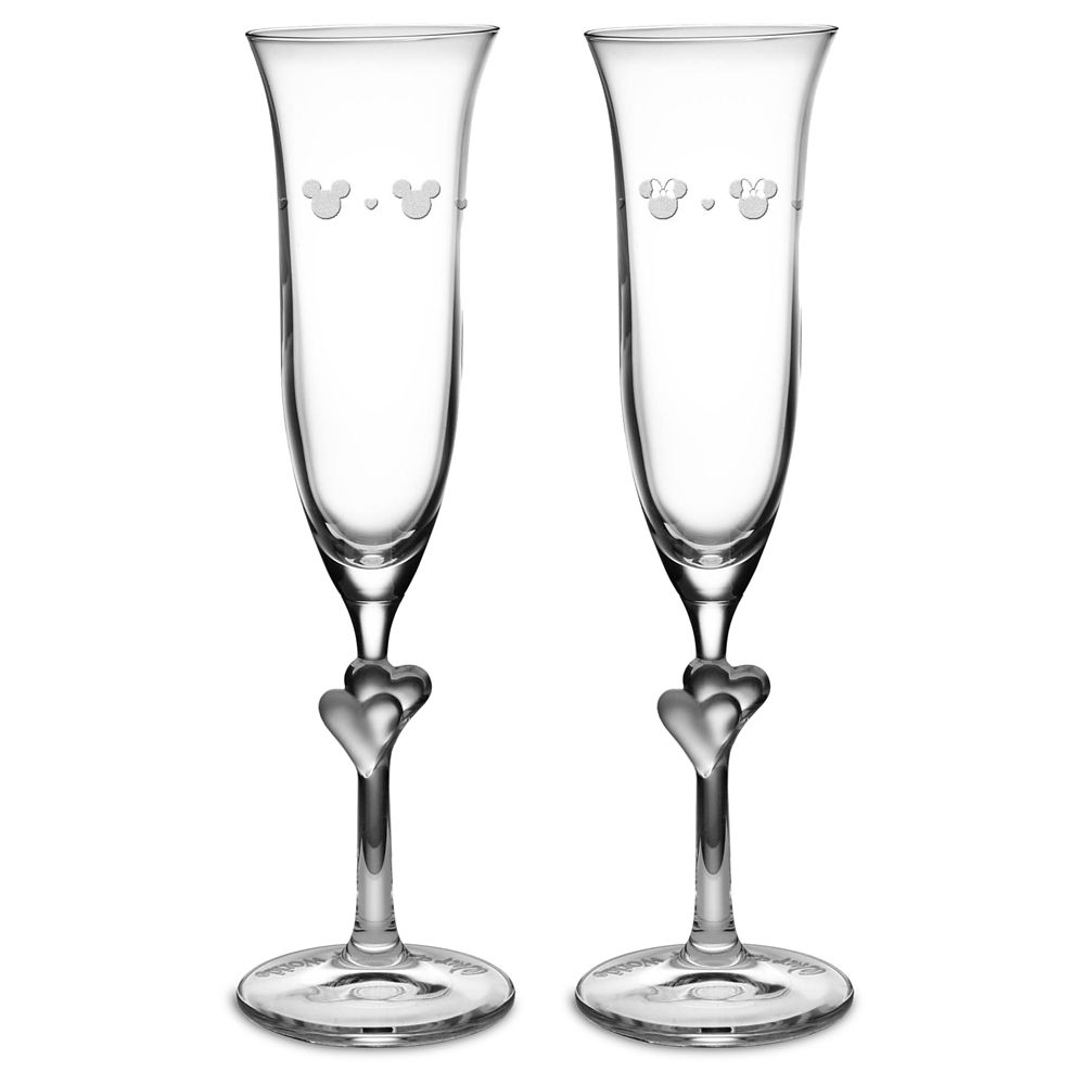 Mickey and Minnie Mouse Glass Flutes by Arribas &ndash; Personalized
