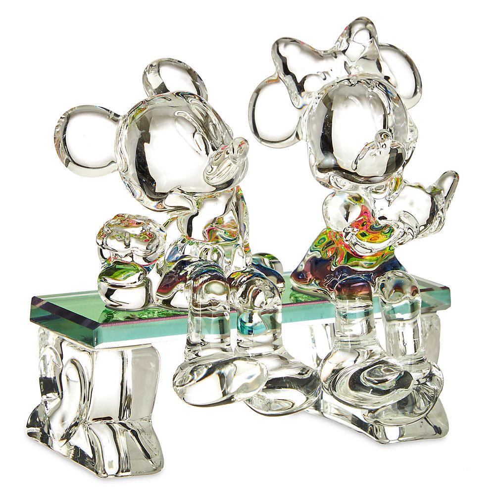 Mickey and Minnie Mouse on Bench Glass Figure by Arribas Brothers Official shopDisney