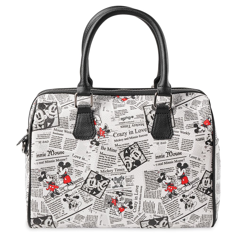 Mickey and Minnie Mouse Newsprint Satchel Disney Store