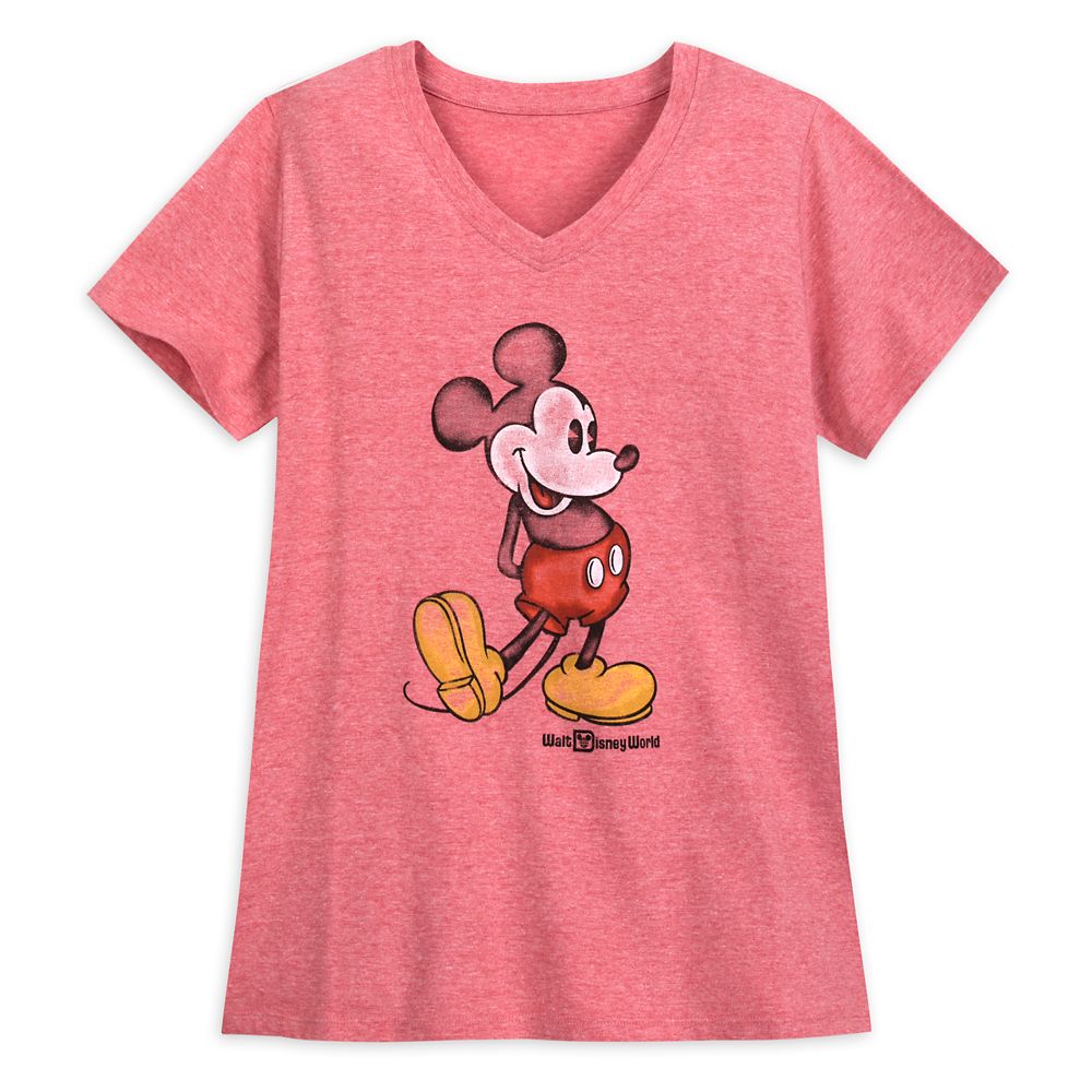 Mickey Mouse Heathered V Neck T Shirt for Women Walt Disney World Red Disney Store