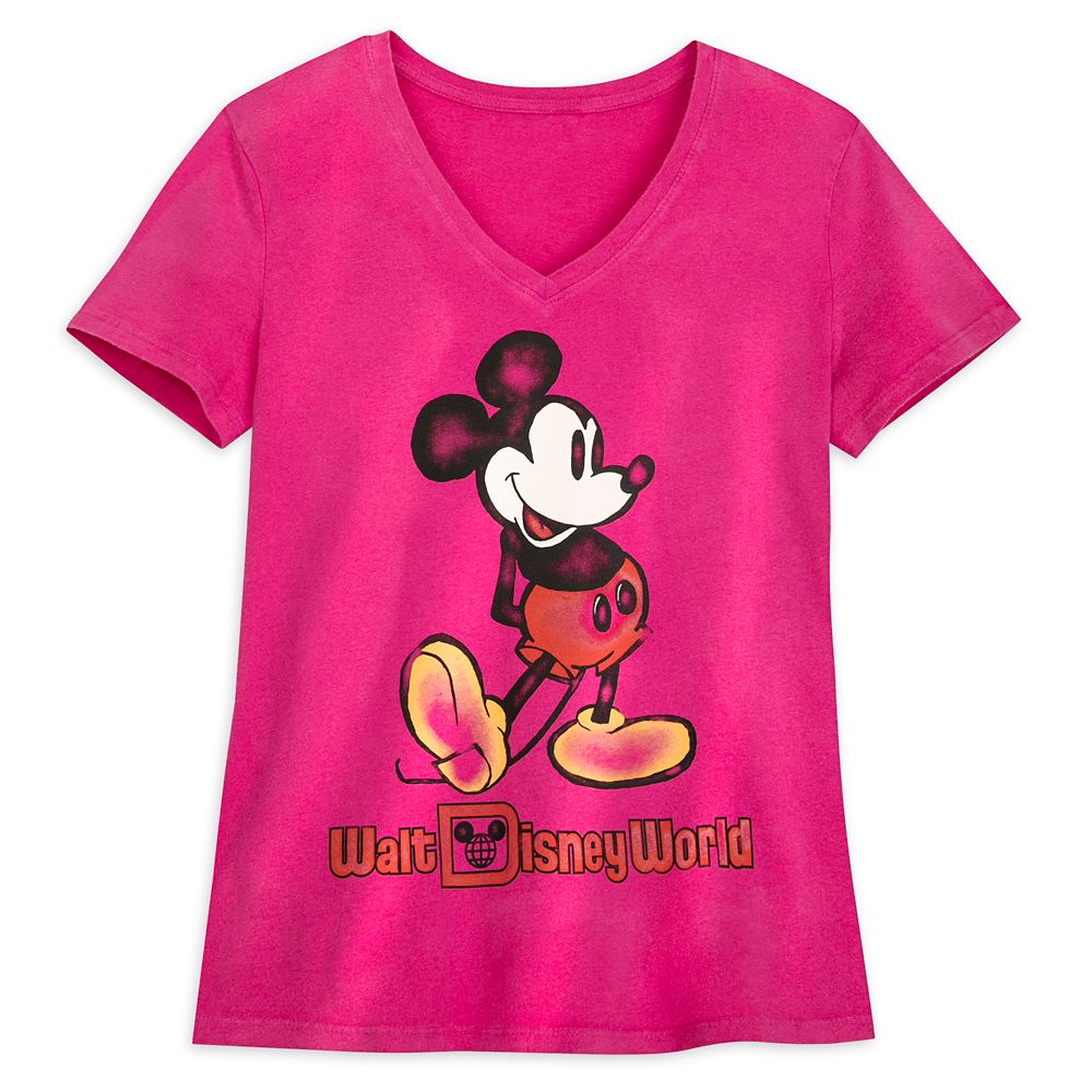 Mickey Mouse V Neck T Shirt for Women Walt Disney World Pink Disney Store