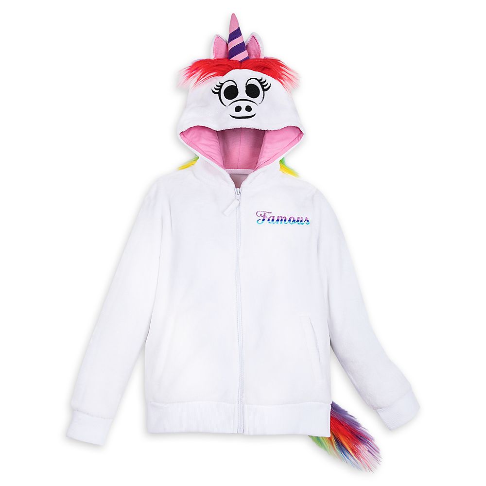 Rainbow Unicorn Plush Zip Hoodie for Girls Disney Store