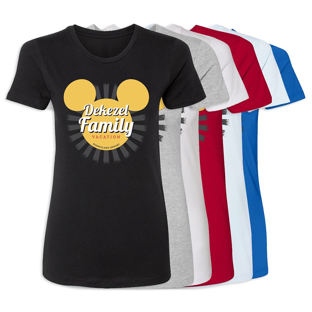 Women's Disneyland Mickey Mouse Sunburst Family Vacation T-Shirt Customized