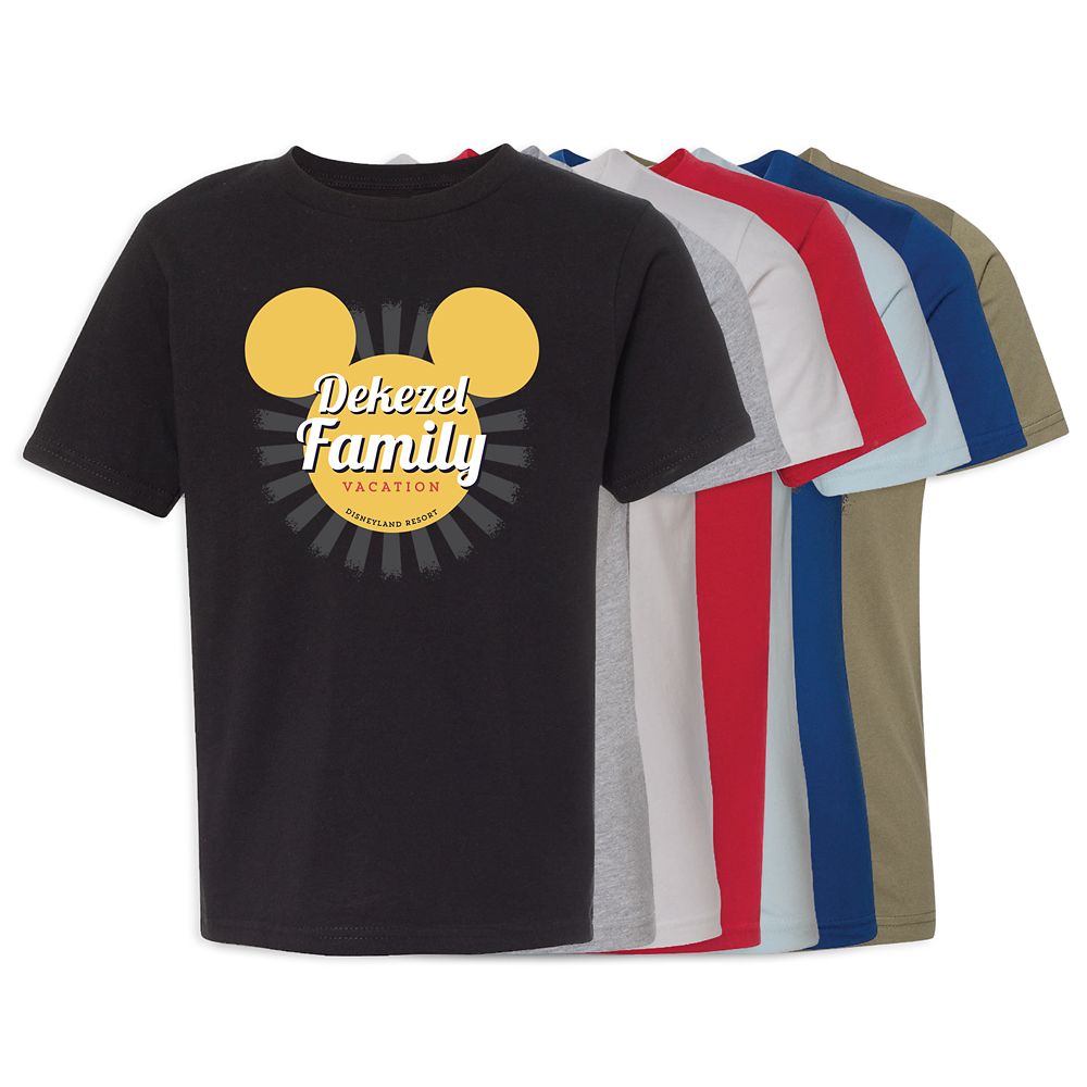 Kids' Disneyland Mickey Mouse Sunburst Family Vacation T-Shirt Customized