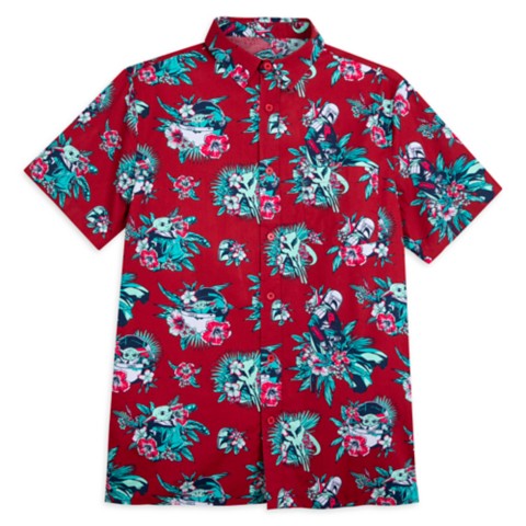 Мужские рубашки Disney Grogu and Din Djarin Woven Shirt for Adults – Star Wars: The Mandalorian