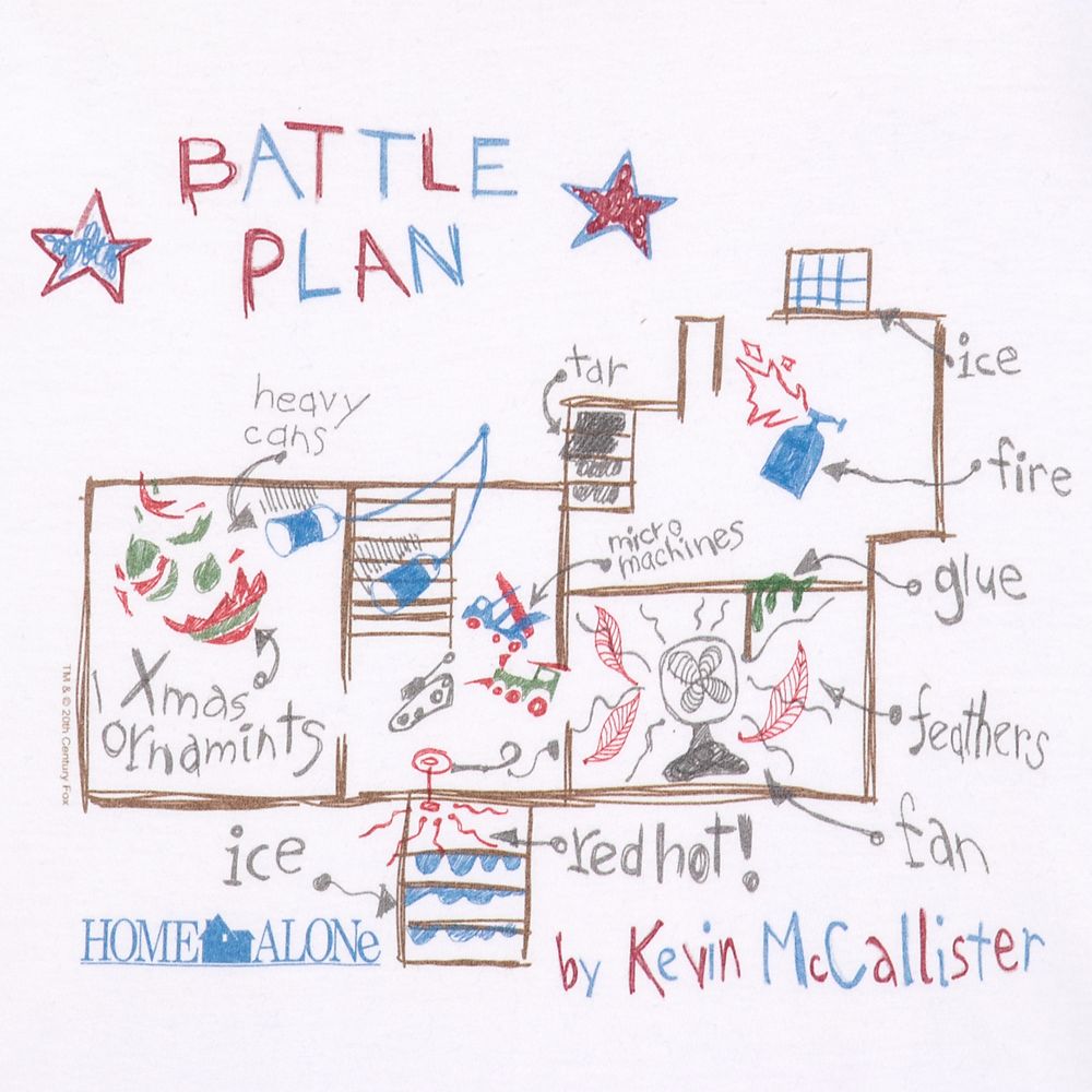 Kevin McCallister Battle Plan Long Sleeve T-Shirt for Adults &ndash; Home Alone