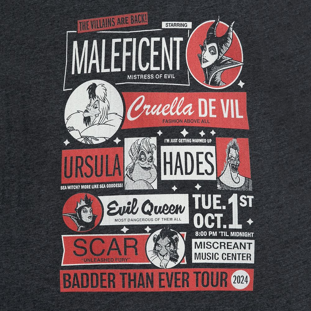 Disney Villains Concert Tour T-Shirt for Adults