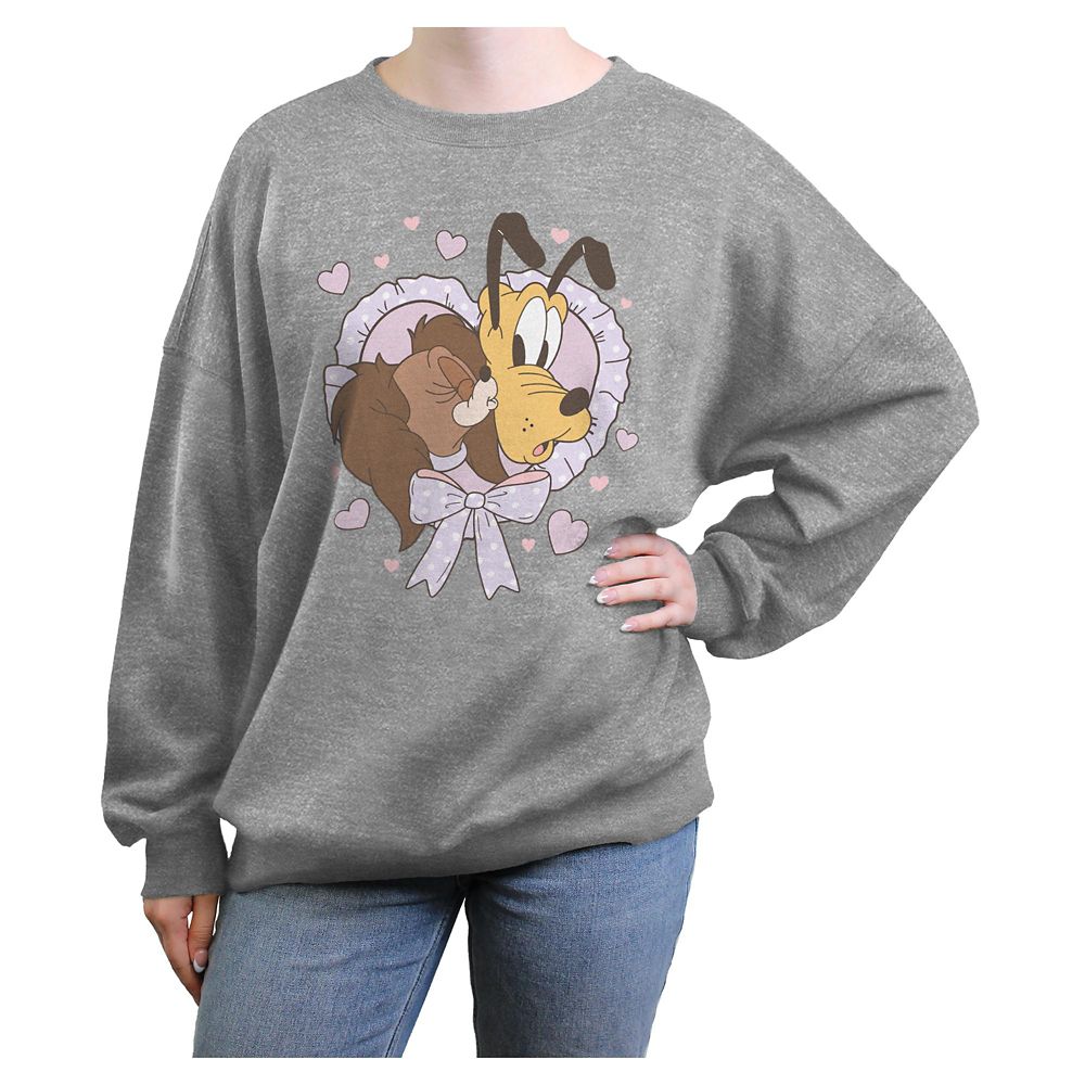 Pluto and Fifi Oversize Pullover Sweatshirt for Women - Puppy Love