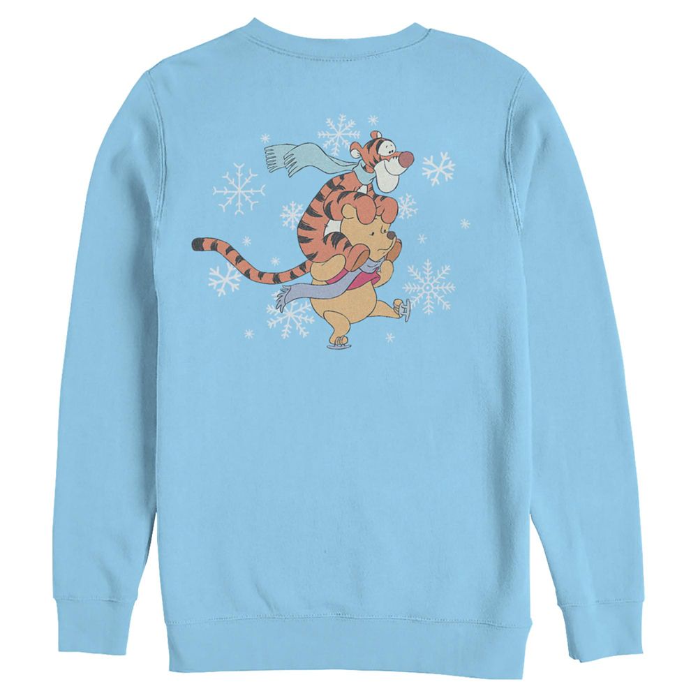 Winnie the Pooh and Tigger Ice Skating Holiday Pullover Sweatshirt for Adults