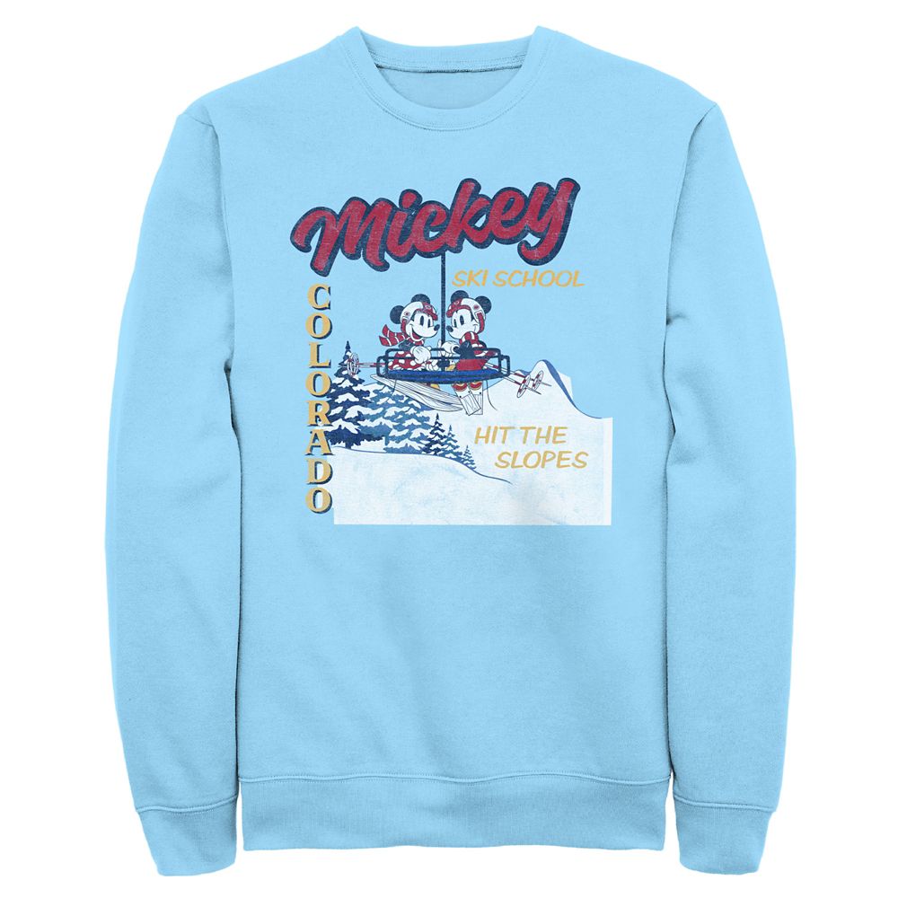 Mickey and Minnie Mouse ''Ski School'' Pullover Sweatshirt for Adults