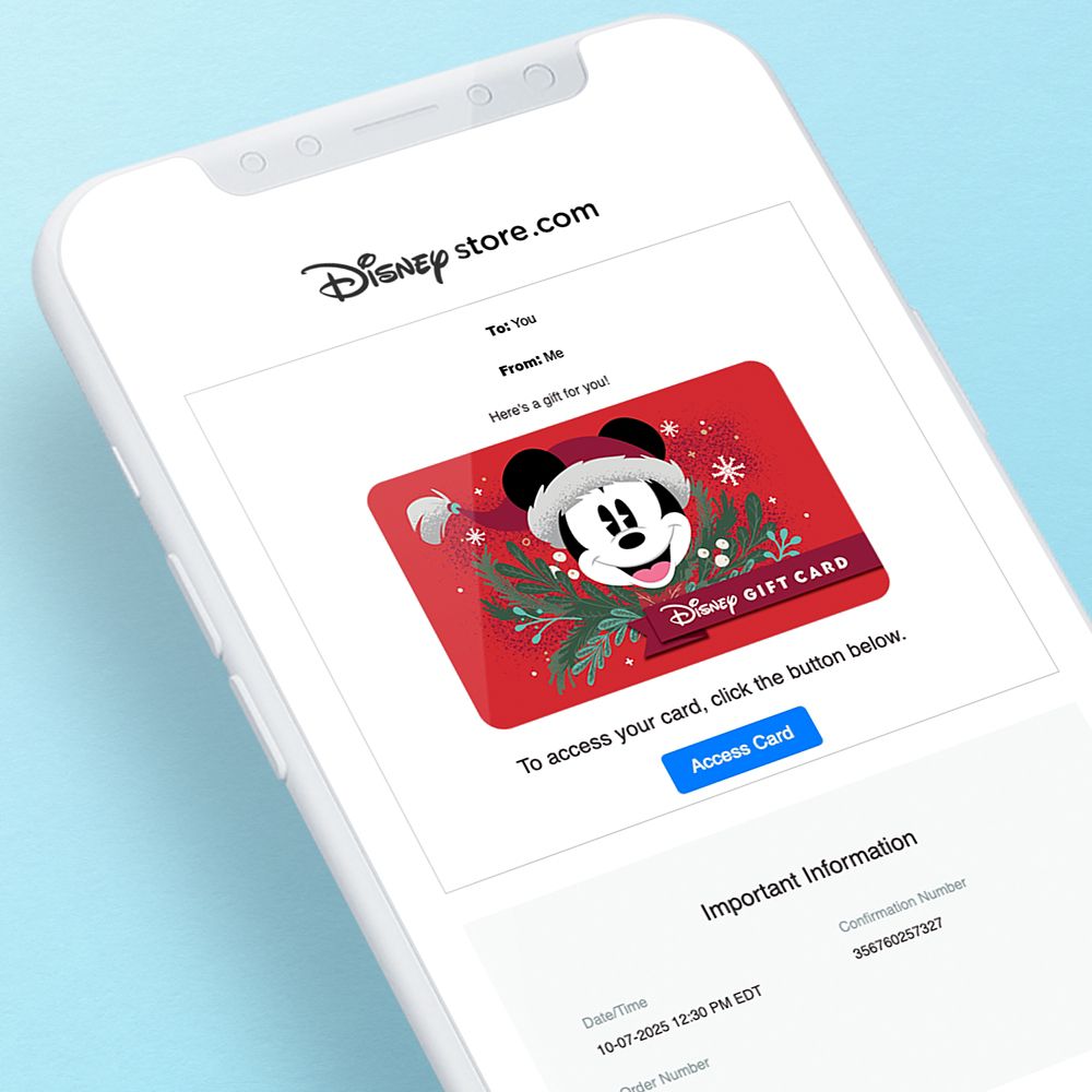 Holiday Mickey Mouse Disney Gift Card eGift