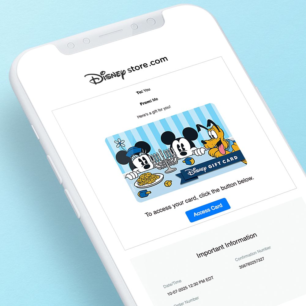 Mickey Mouse and Friends Hanukkah Disney Gift Card eGift