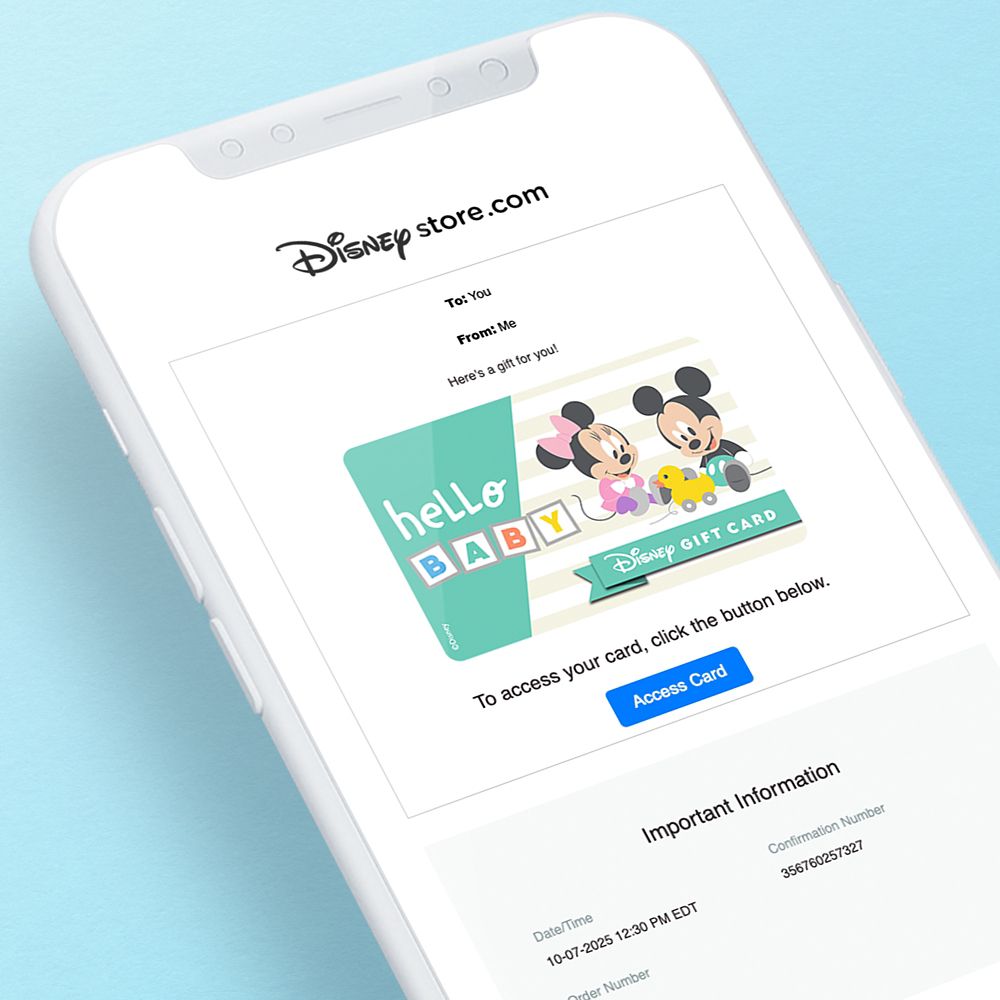 Mickey and Minnie Mouse Hello Baby Disney Gift Card eGift