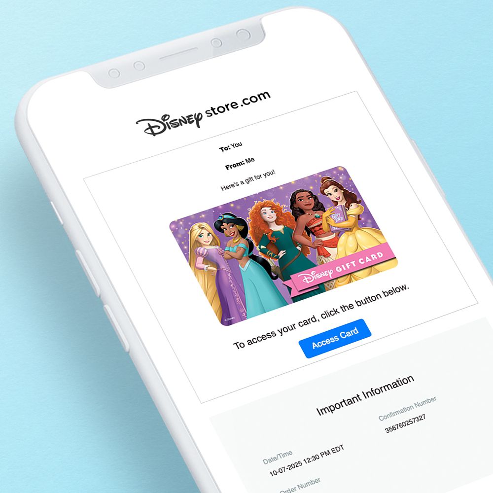 Disney Princess Disney Gift Card eGift &ndash; Rapunzel, Jasmine, Merida, Moana and Belle