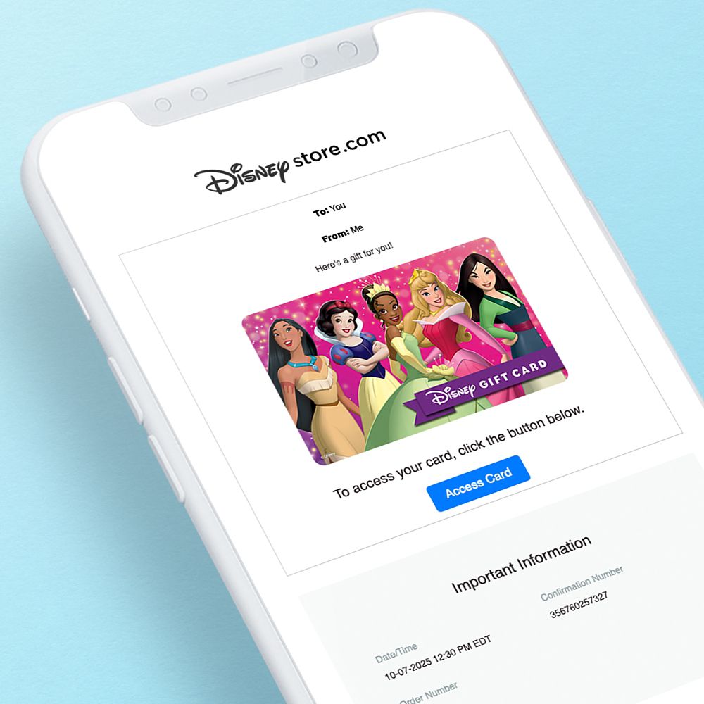 Disney Princess Disney Gift Card eGift &ndash; Pocahontas, Snow White, Tiana, Aurora and Mulan