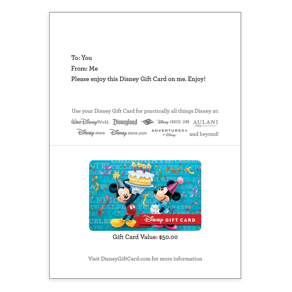 Birthday Wishes Disney Gift Card