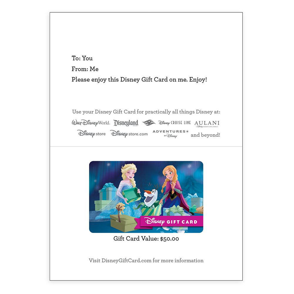 Frozen Warm Hugs Disney Gift Card