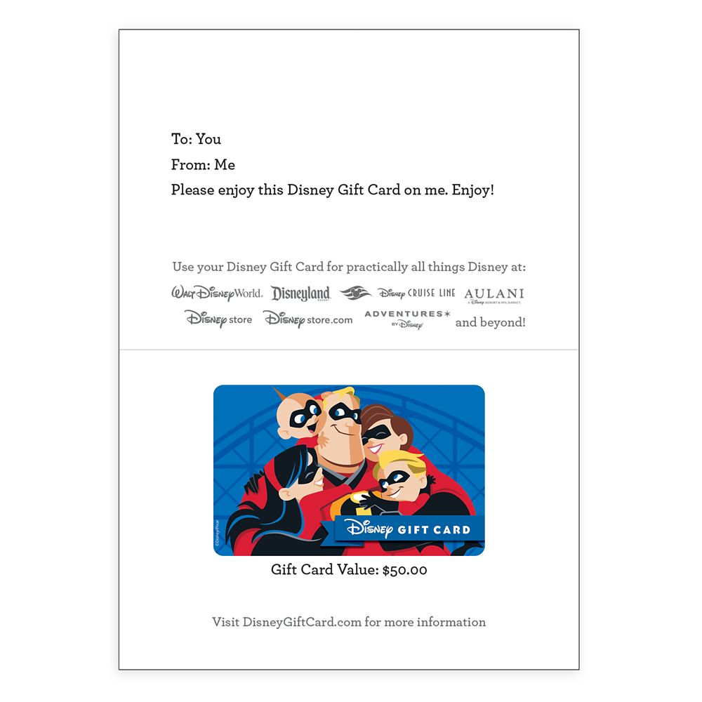 Incredibles Disney Gift Card