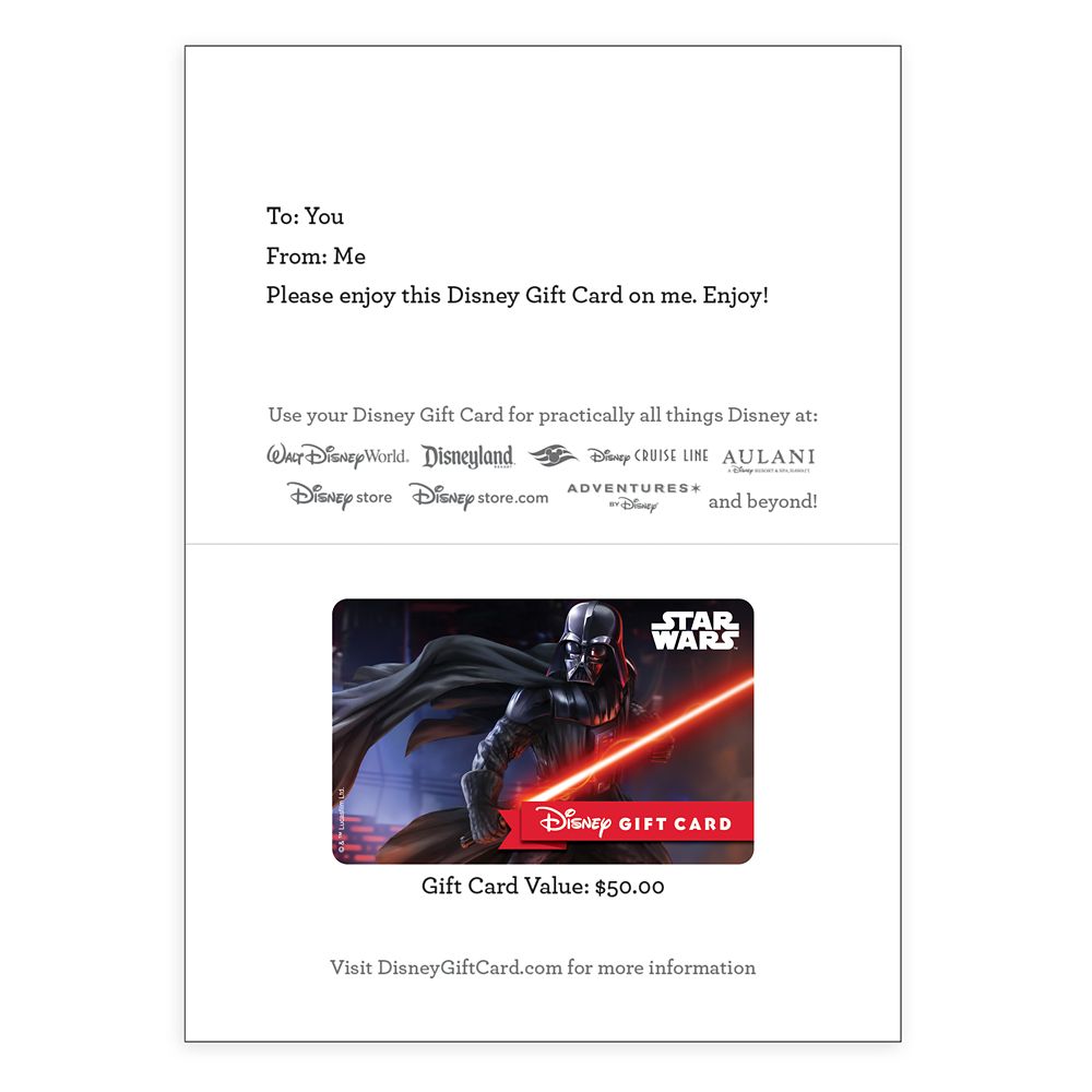 Darth Vader Disney Gift Card - Star Wars