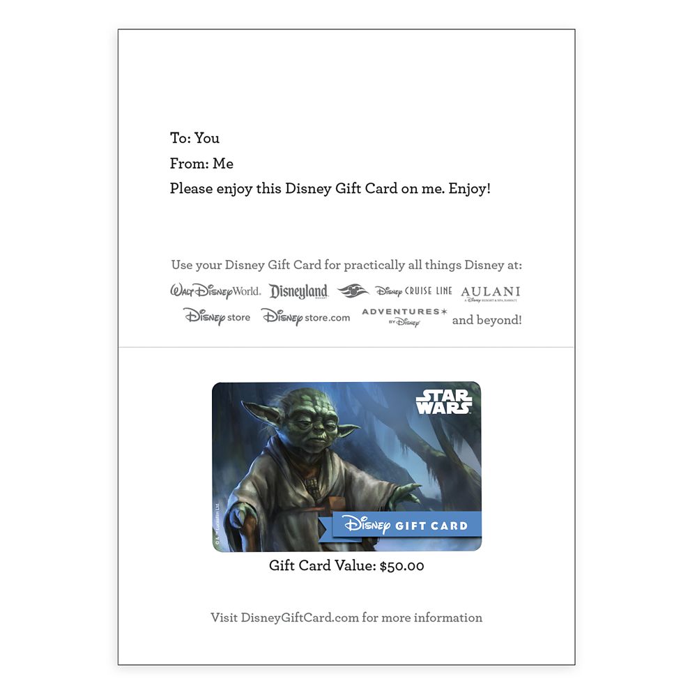 YODA Disney Gift Card - Star Wars