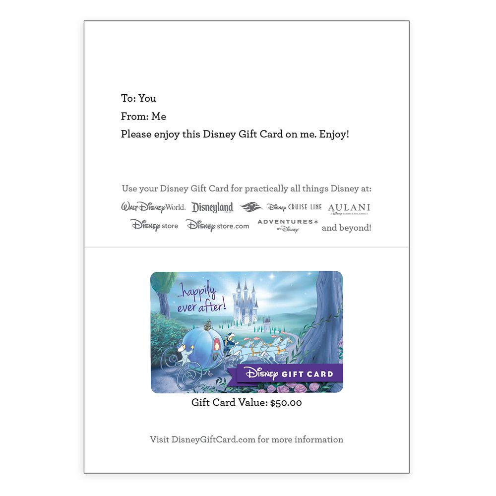 Cinderella ''Happily Ever After'' Wedding Disney Gift Card