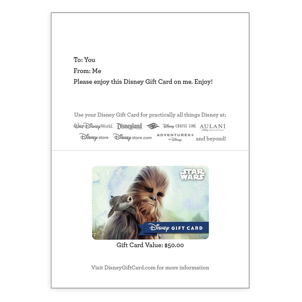 Chewbacca and Porg Disney Gift Card - Star Wars