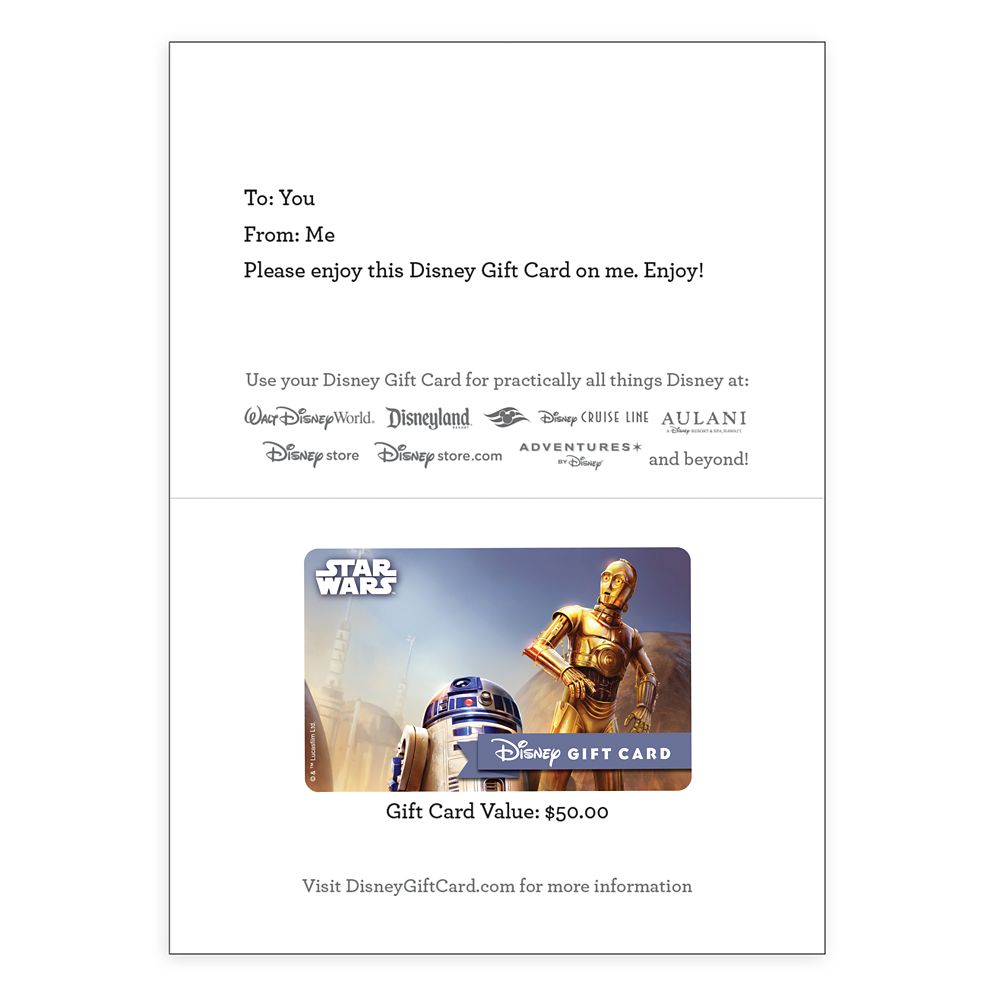 R2-D2 and C-3PO Disney Gift Card - Star Wars